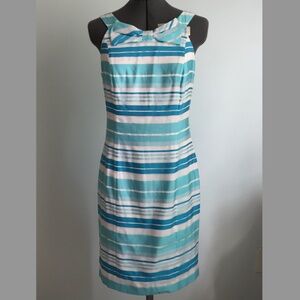 Lilly Pulitzer Striped Blue & White Bow Neck Organza Dress Size 6